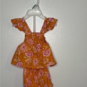 Old Navy Orange and Pink Floral Matching Jumpsuit